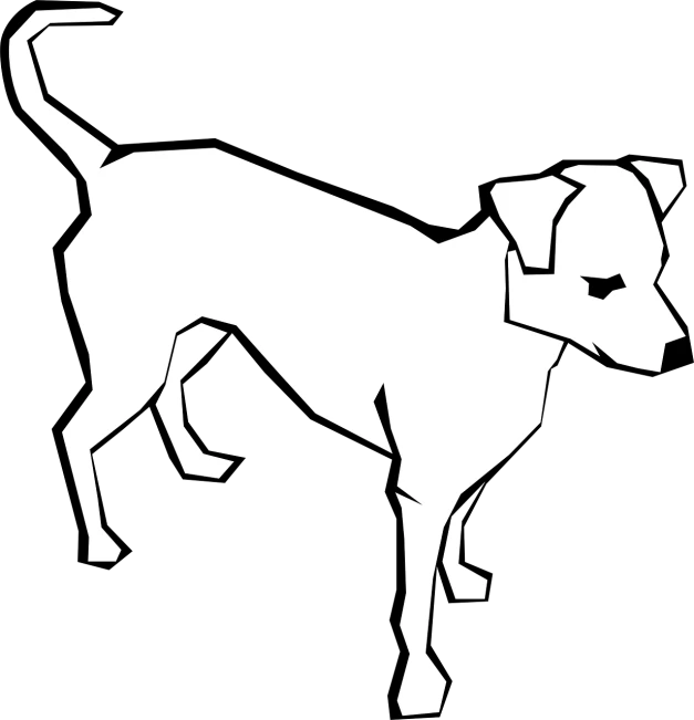 a white silhouette of a dog on a black background, vector art, pixabay, fine art, small white dog at her side, stylized bold outline, :3, computer - generated