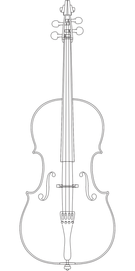 a drawing of a violin on a black background, lineart, by Andrei Kolkoutine, vanitas, background image, black lacquer, cello, symmetrical image