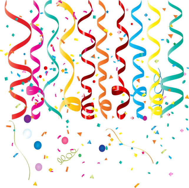 colorful streamers and confetti on a black background, an illustration of, by Mac Conner, high res, swirly tubes, college party, at a birthday party