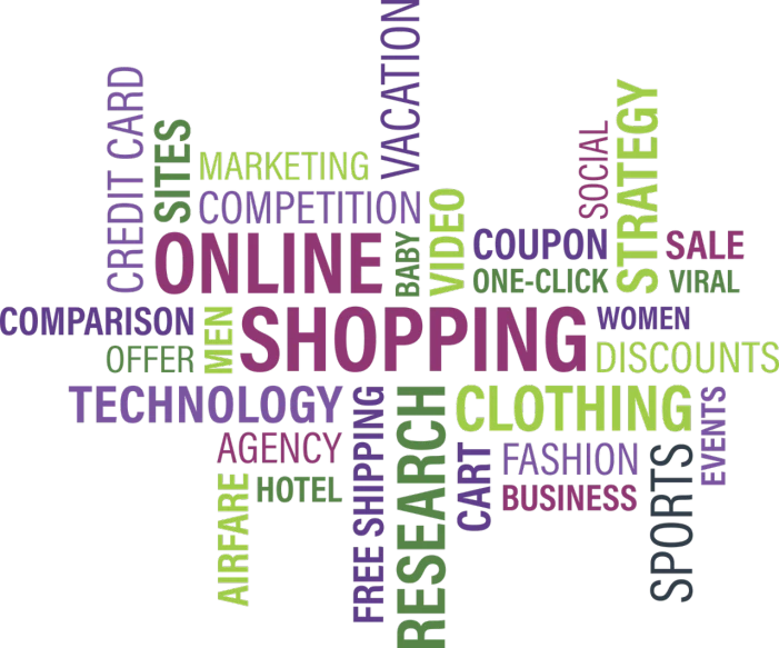 a word cloud of shopping related items on a black background, a photo, trending on pixabay, modernism, ecommerce photograph, black and blue and purple scheme, a green, intrincate clothing