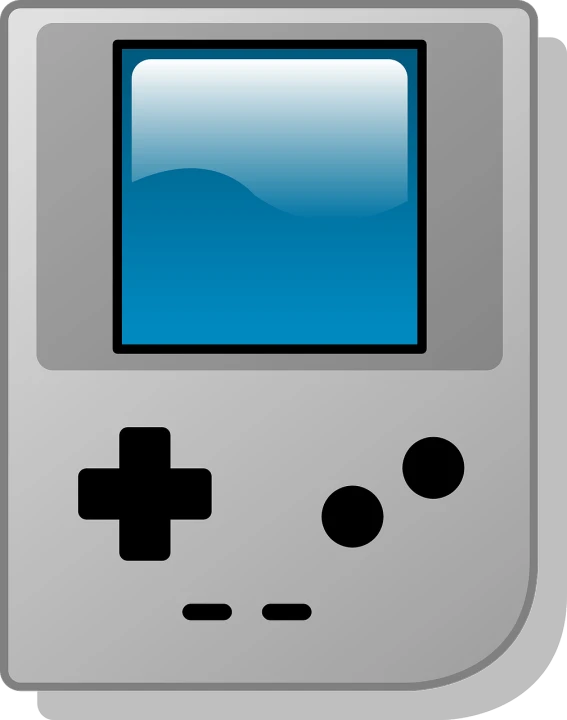 a video game console with a blue screen, pixel art, pixabay, pixel art, beautiful cameraphone 2000s, gray scale, similar to pokemon, tetris