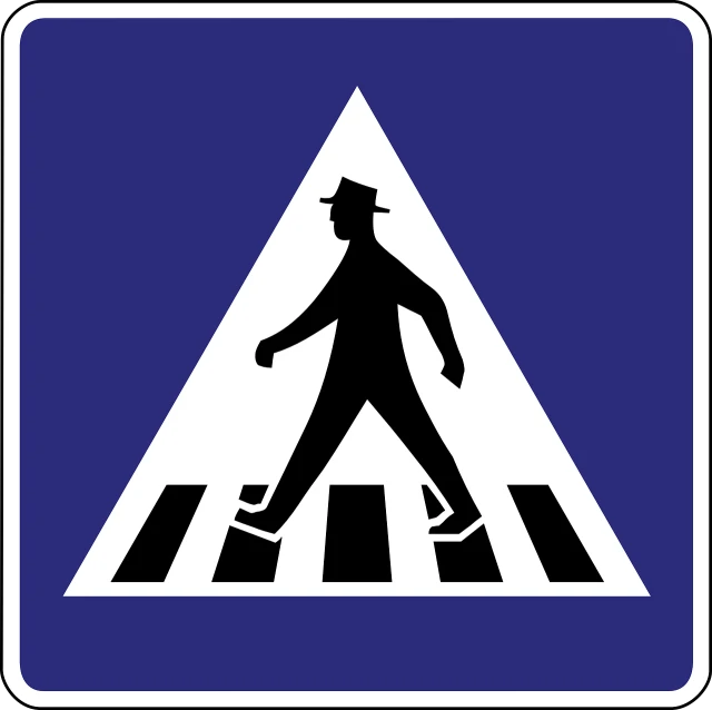 a pedestrian crossing sign with a man walking across it, concept art, by Andrzej Wróblewski, pixabay, bauhaus, wearing a fedora, single flat colour, bigfoot, highway
