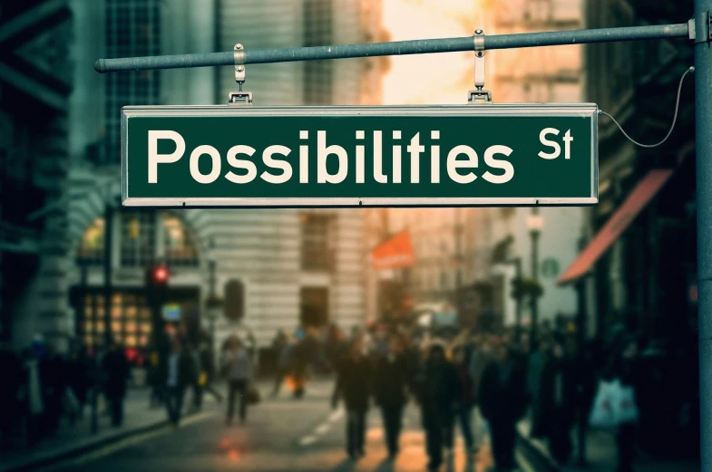 a green street sign sitting on the side of a metal pole, by Kurt Roesch, trending on pixabay, conceptual art, prosperity, floating over a city sidewalk, posse features, standing in a city street