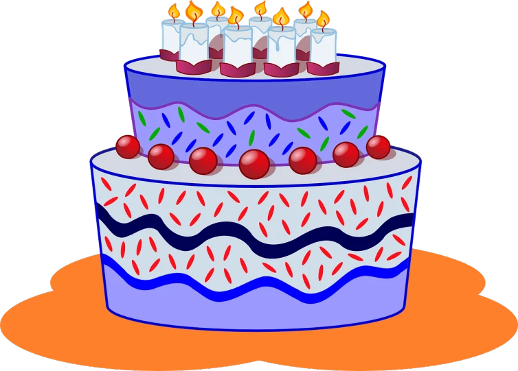 a birthday cake with candles on top of it, by Rhea Carmi, pixabay, naive art, lineless, rice, y2k!!!!!!, eating cakes