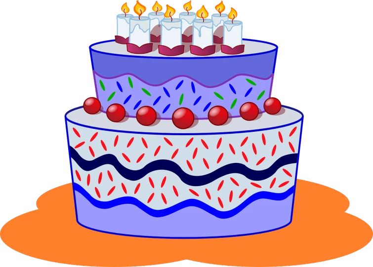 a birthday cake with candles on top of it, by Rhea Carmi, pixabay, naive art, lineless, rice, y2k!!!!!!, eating cakes
