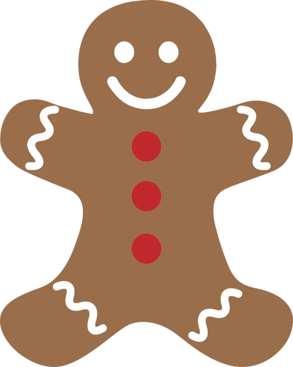 a gingerbread man with a smile on his face, a cartoon, by David Garner, pixabay, naive art, & a dark, avatar image, cimematic, christmas