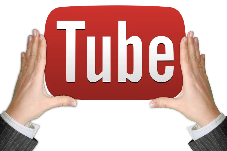 two hands holding a red youtube button, by Thomas Tudor, shutterstock, video art, with big chrome tubes, with a black background, in style of mike savad”, : :