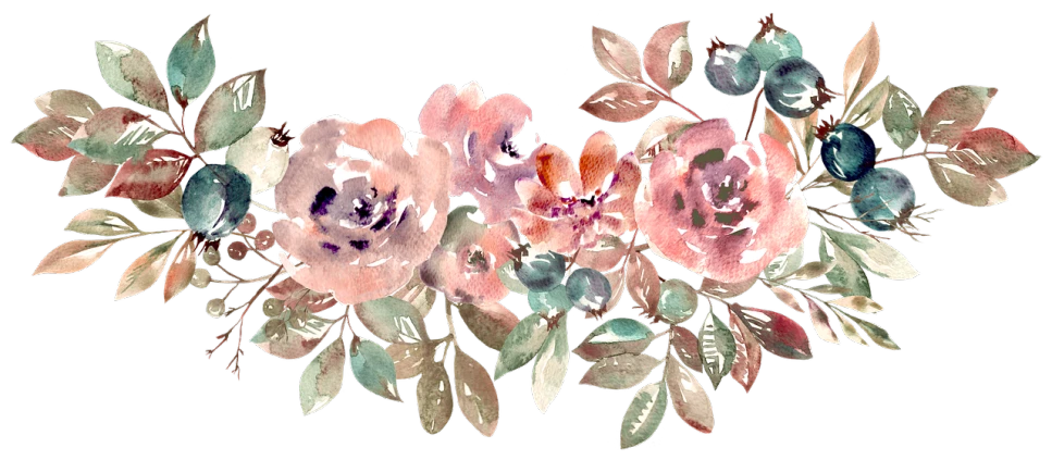 a painting of a bunch of flowers on a black background, a digital painting, shutterstock, ((water color)), stylized border, peach embellishment, loosely cropped