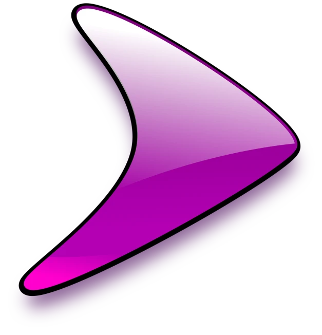 a purple curved object on a black background, by Achille Leonardi, deviantart, arrow shaped, color vector, back shark fin, pink