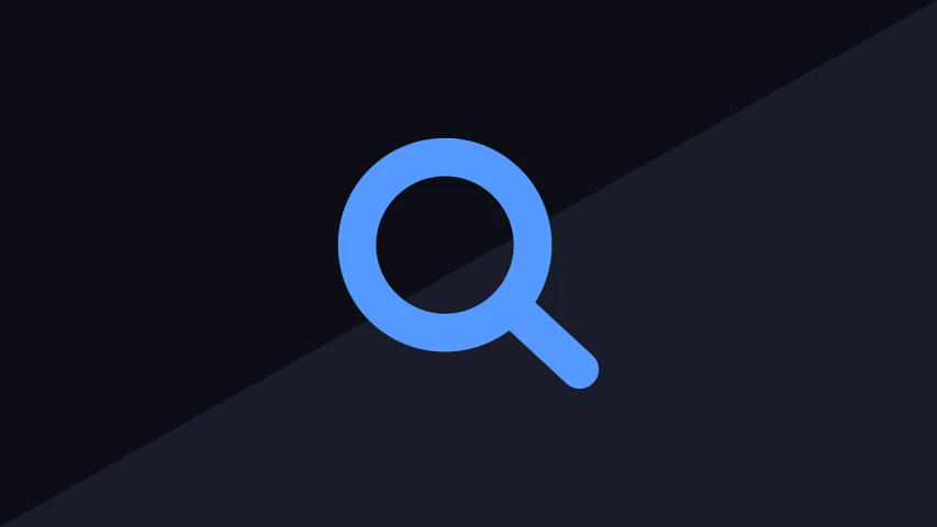 a blue magnifying icon on a black background, by Android Jones, trending on unsplash, minimalism, 3/4 view realistic, istock, minimalist logo vector art, flat 2 d