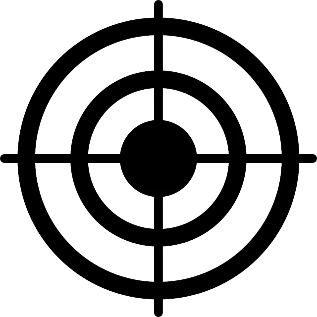 a black and white image of a target, vector art, pixabay, battle position, icon pattern, medium long shot, air shot