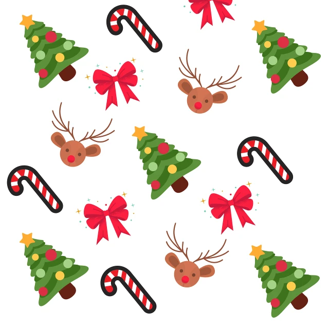 a pattern of christmas trees, reindeers, and candy canes, a picture, white background and fill, resources background, 🦩🪐🐞👩🏻🦳, portrait n - 9