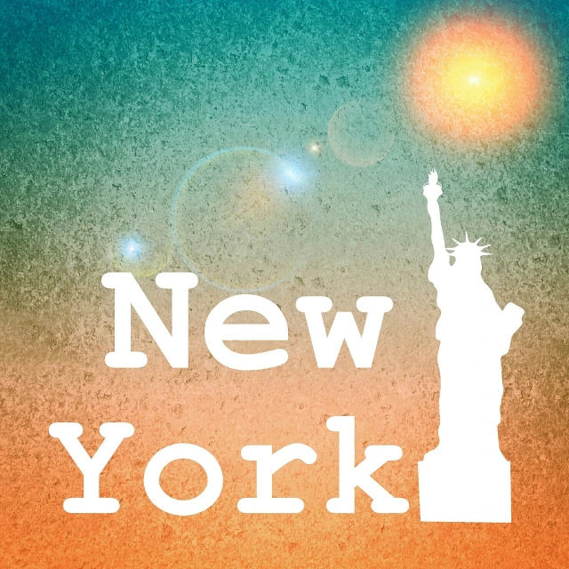 a picture of the statue of liberty with the sun in the background, inspired by Milton Glaser, digital art, orange and cyan lighting, blurry and dreamy illustration, new yorker illustration, set photo