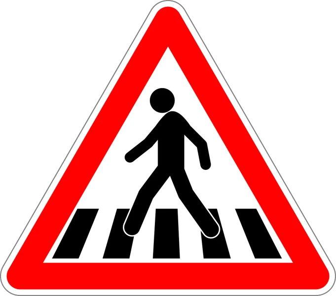 a pedestrian crossing sign on a white background, a picture, pixabay, figuration libre, black and white and red colors, no gradients, 1285445247], ibiza