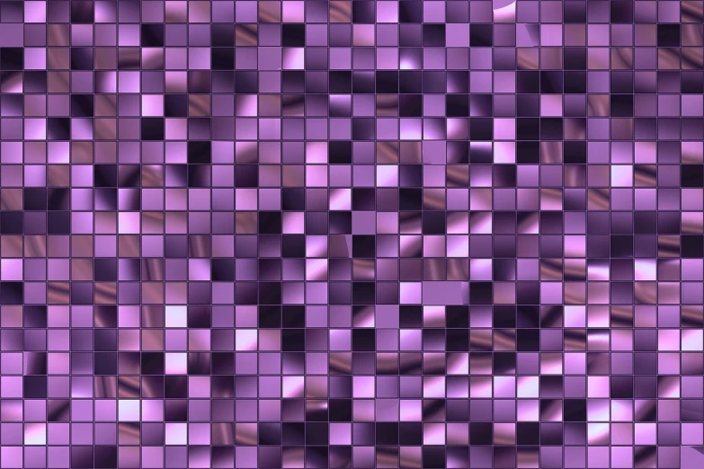 a close up of a purple tiled wall, a digital rendering, by Jakob Gauermann, shutterstock, digital art, realistic metal reflections, glitter gif, reflective chessboard, isolated background