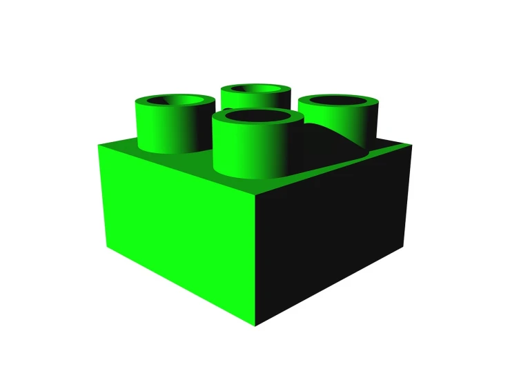 a green lego block sitting on top of a white surface, a raytraced image, modular constructivism, vectorized, black and green, basic photo, computer generated
