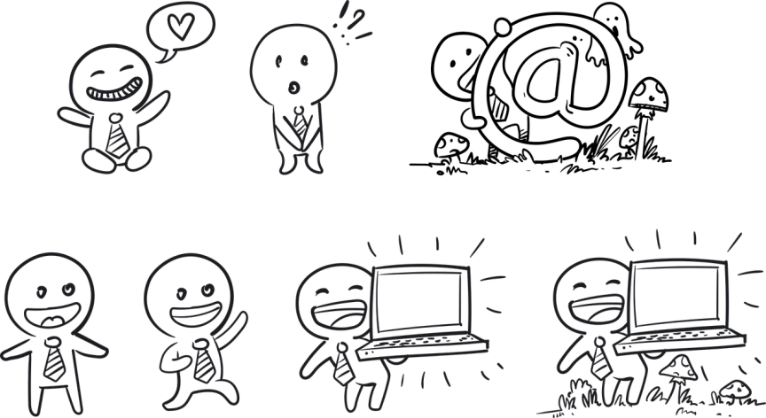 a black and white drawing of a group of people, a cartoon, by Enguerrand Quarton, tumblr, ascii art, setting is bliss wallpaper, on black background, office background, background image