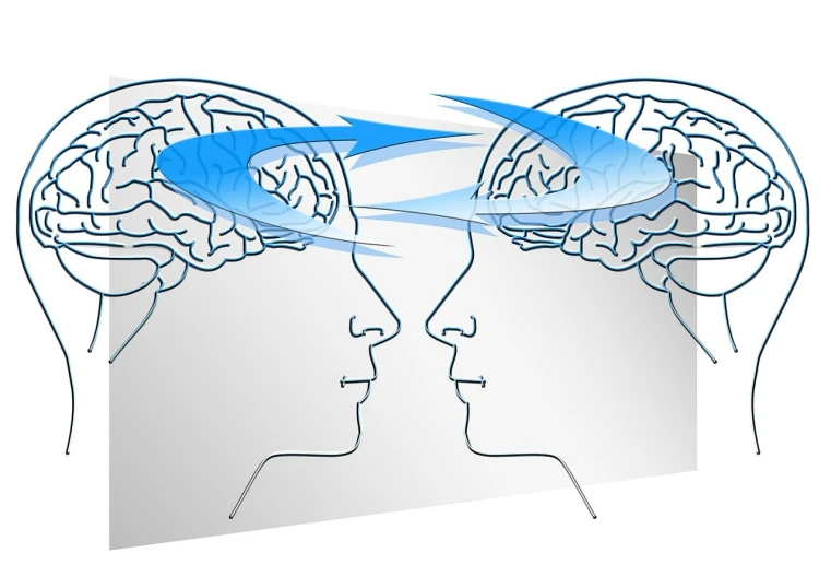 a close up of a person's head with a piece of paper in the shape of a brain, an illustration of, precisionism, adult pair of twins, wikihow illustration, perspective view, facing each other