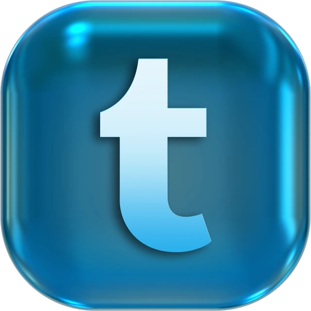 a blue button with the letter t on it, tumblr, tachisme, transparencies, tiffany style, tomba, logo for a social network