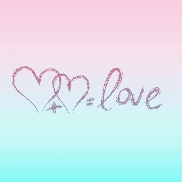 a couple of hearts that are next to each other, a pastel, tumblr, caligrafiturism style, handwritten equation heaven, soft gradient texture, love peace and unity