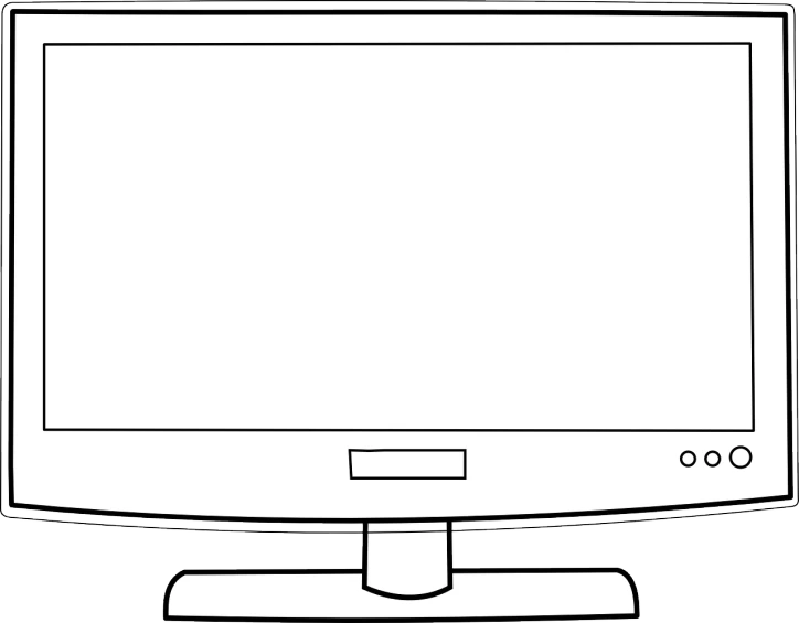 a computer monitor with a blank screen, lineart, by Andrei Kolkoutine, pixabay, black and white television still, one panel, oled, : :