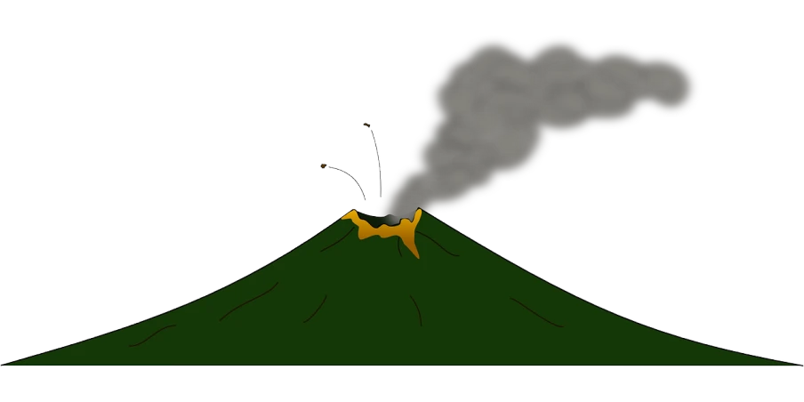 an image of a volcano with smoke coming out of it, an illustration of, by Matthew D. Wilson, trending on pixabay, sumatraism, wikihow illustration, bug, cel shaded vector art, hurt