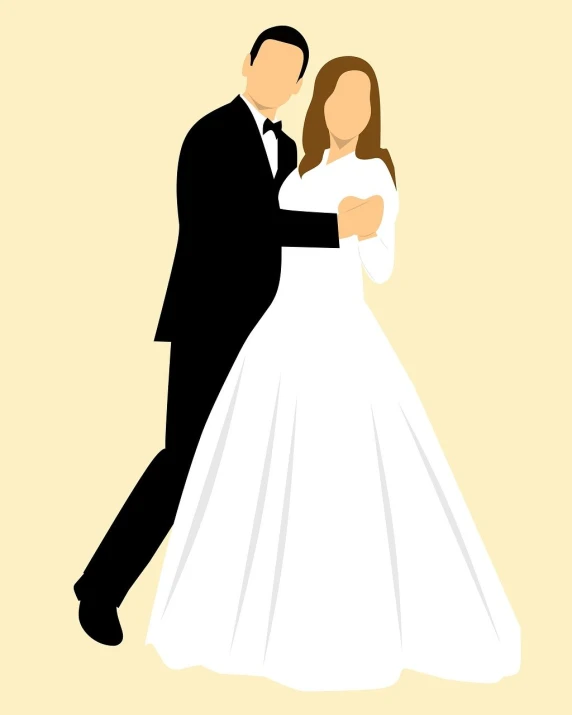 a man in a tuxedo and a woman in a wedding dress, pixabay, romanticism, she is dancing. realistic, voluminous sleeves, orthodox, hugging