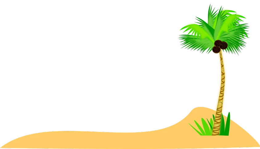 a palm tree sitting on top of a sandy beach, deviantart, conceptual art, black backround. inkscape, banner, plants inside cave, empty space background