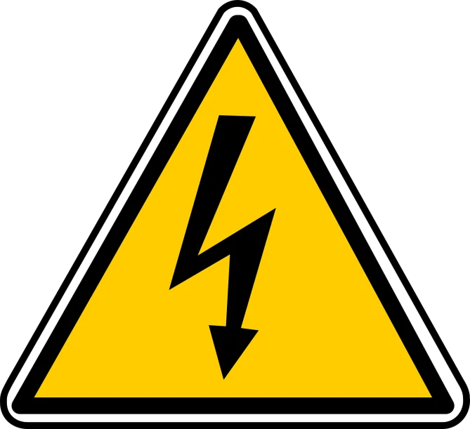a yellow and black sign with a lightning bolt on it, shock art, electricity lightning, schutztruppe, label, computer generated