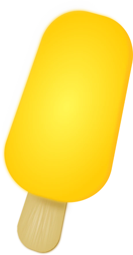 a close up of a popsicle on a white background, a screenshot, by Aleksander Kotsis, deviantart, conceptual art, glossy yellow, blimp, banner, clipart