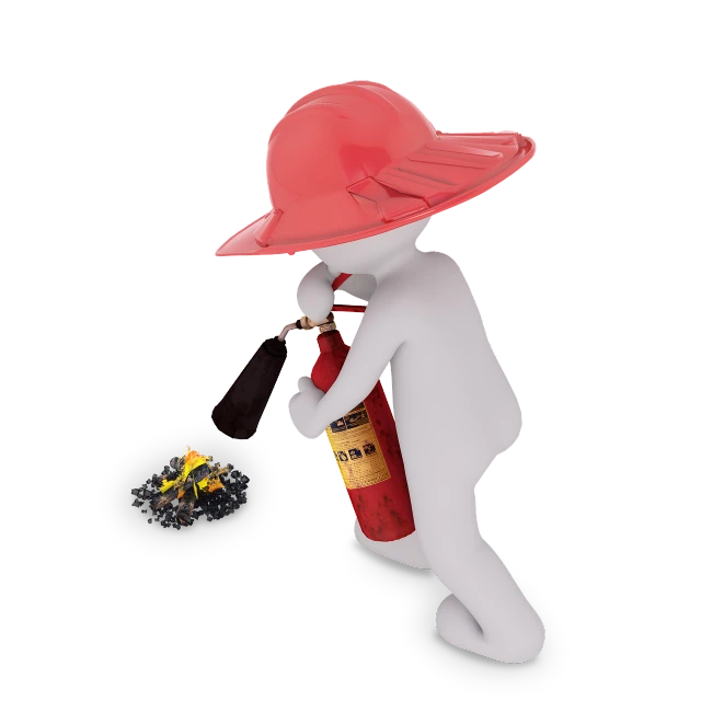 a cartoon character holding a fire extinguisor, a digital rendering, by John Armleder, pixabay, pregnancy, houdini 3 d render, miniature product photo, he is wearing a hat