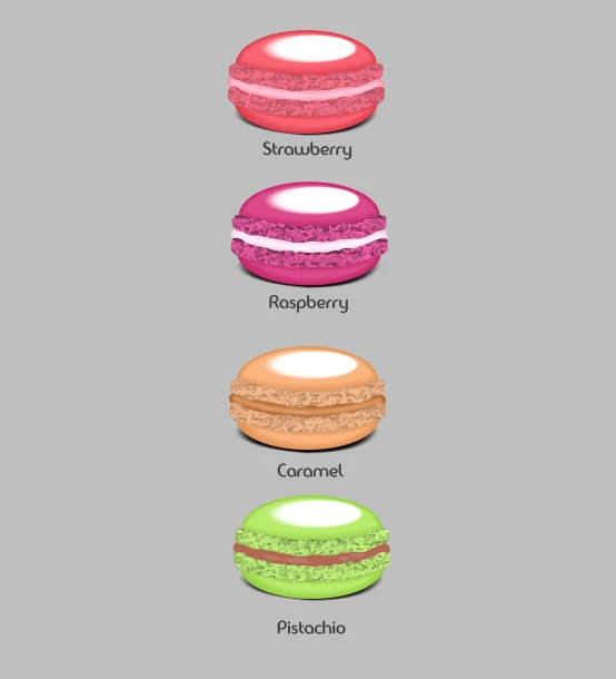 a bunch of macarons sitting on top of each other, an illustration of, pop art, sharp high detail illustration, on a gray background, poster illustration, five planets