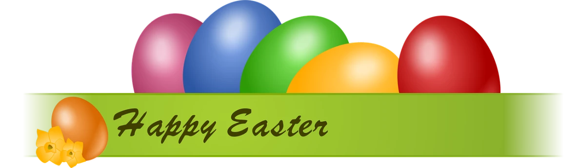 a bunch of colorful eggs sitting on top of a green banner, a digital rendering, pixabay, hurufiyya, 2013, black, ribbon, bunny