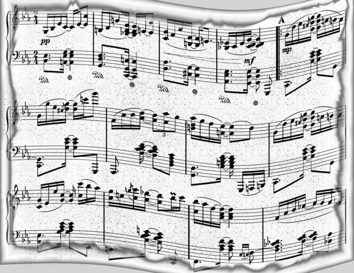 a black and white photo of a sheet of music, inspired by Jan Karpíšek, tumblr, texturized, file photo, background image, fragmented