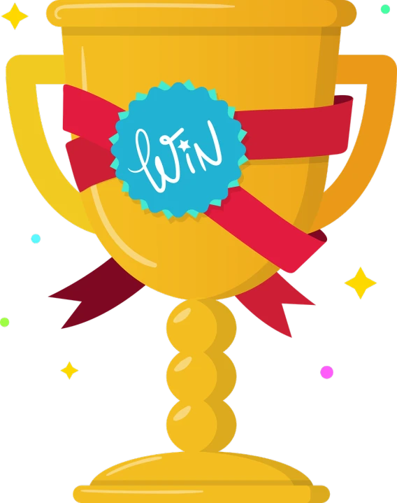 a golden trophy with a ribbon around it, vector art, pixabay contest winner, tachisme, confetti, 🎀 🗡 🍓 🧚, liam, avatar image