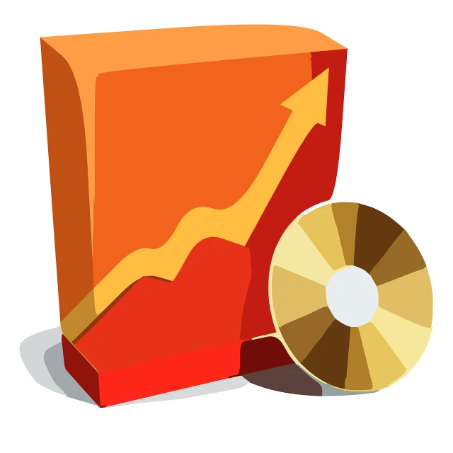 a red box with a gold disk next to it, an illustration of, computer art, marketing game illustration, barometric projection, economic boom, full color illustration