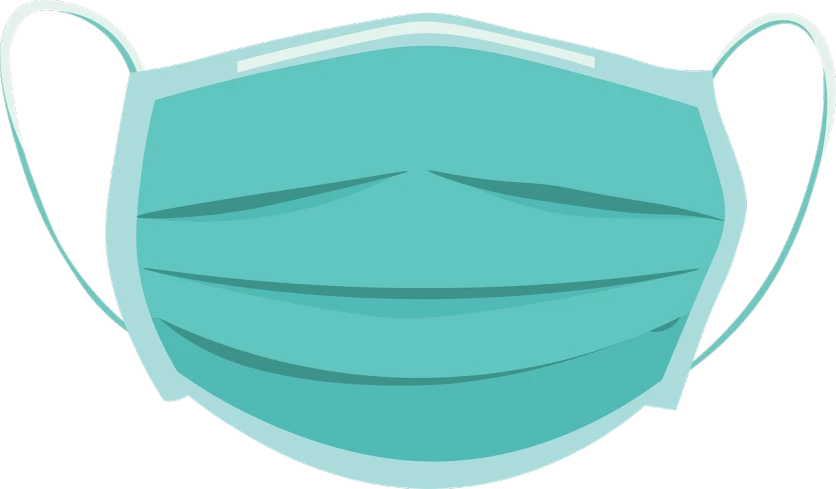 a blue face mask on a black background, a digital rendering, pixabay, sōsaku hanga, flat color, floating. greenish blue, surgical supplies, simple cartoon style