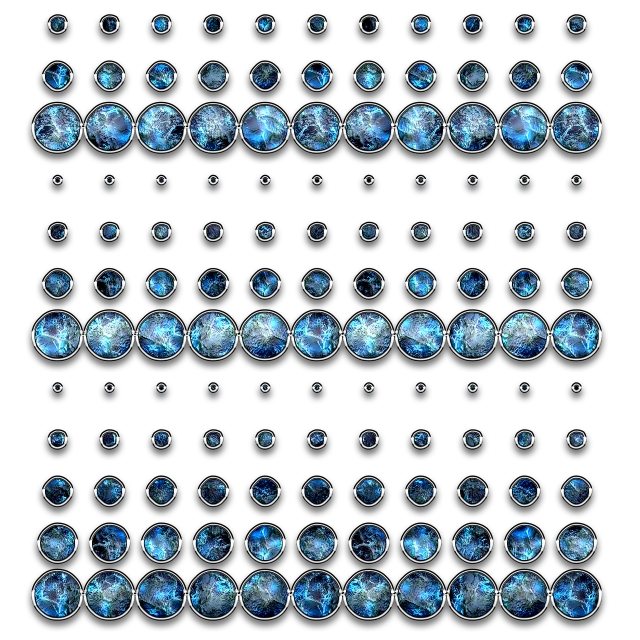 a bunch of bubbles floating on top of each other, by Jon Coffelt, generative art, blue diamonds, on black background, bottom - view, iconography background