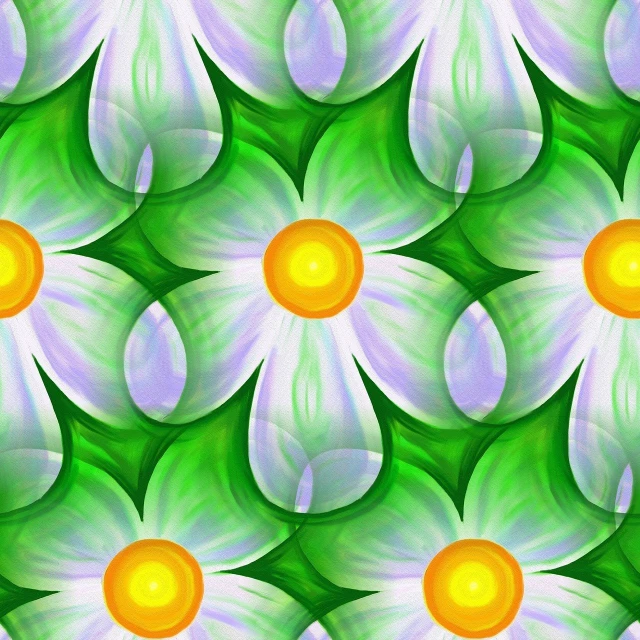 a bunch of white flowers with green leaves, a digital painting, inspired by Luigi Kasimir, mc escher tessellation, luminous grassy background, seamless pattern :: symmetry, made entirely from gradients