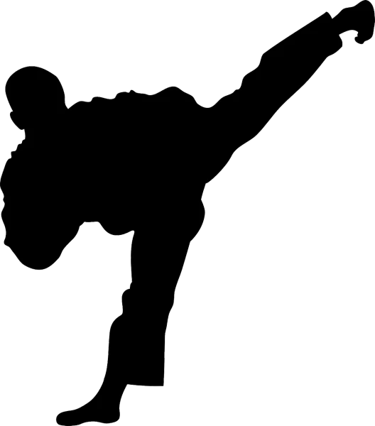 a black and white silhouette of a man doing a kick, lineart, inspired by Masamitsu Ōta, reddit, ascii art, layout of map, black backround. inkscape, saitama prefecture, southern slav features