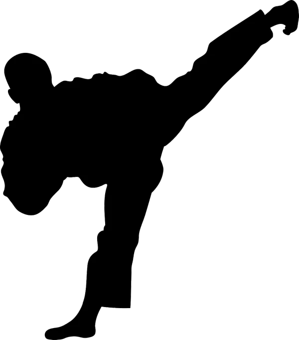 a black and white silhouette of a man doing a kick, lineart, inspired by Masamitsu Ōta, reddit, ascii art, layout of map, black backround. inkscape, saitama prefecture, southern slav features