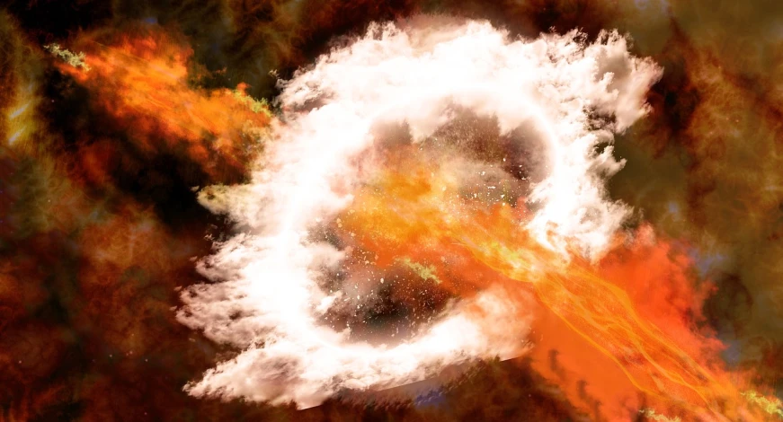 a close up of a fire and smoke object, digital art, collapsing stars and supernovae, mustafar, cloud in the shape of a dragon, very very well detailed image