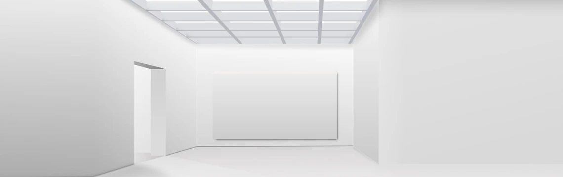 an empty room with white walls and a skylight, a minimalist painting, deviantart, minimalism, whiteboards, modern very sharp photo
