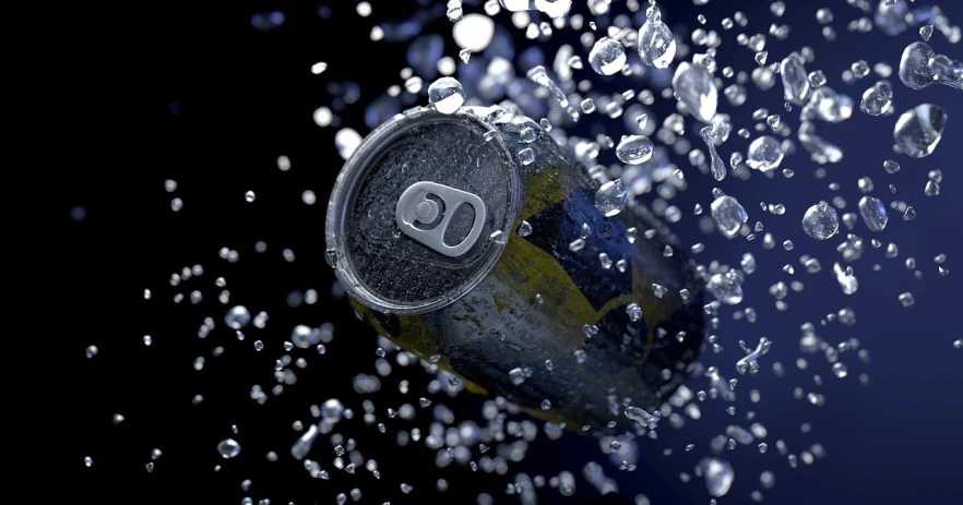 a can of soda falling into the water, by Dietmar Damerau, pexels, conceptual art, 3 d cg, ultra detailed rain drops, high detail product photo, antoine collignon
