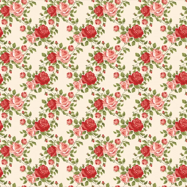 a pattern of roses on a white background, a digital rendering, inspired by Annie Rose Laing, crimson and ecru color scheme, vintage!, hd screenshot, : :