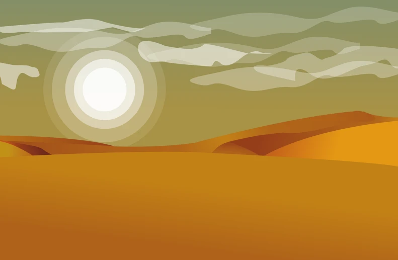 a desert scene with a full moon in the sky, by Amir Zand, digital art, modern simplified vector art, late afternoon sun, sand storm approaching, stylized layered shapes