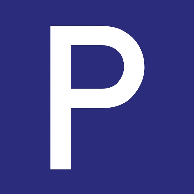 a parking sign with the letter p on it, 3 0 0 dpi, indigo, without text, p