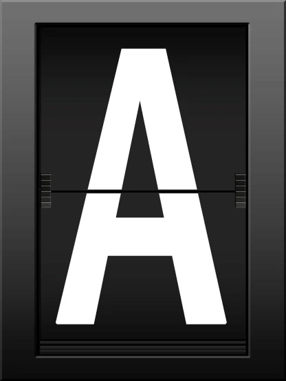 a black and white sign with the letter a on it, international typographic style, test screen, very accurate photo, front view, photo finish