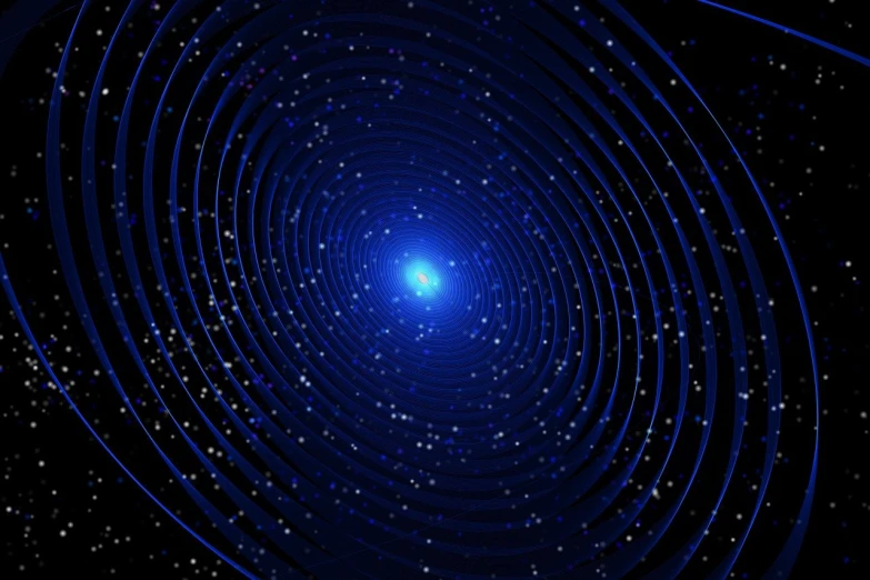 a blue spiral on a black background with stars, forcefield, looking up at the stars, in the field of inner hyperspace, star(sky) starry_sky