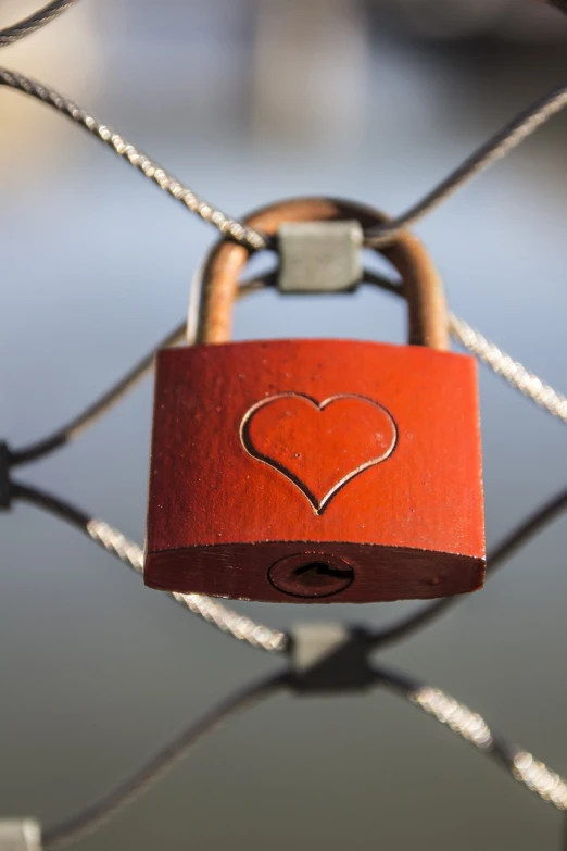 a red padlock with a heart on it, a picture, pexels, vertical wallpaper, blockchain vault, red and brown color scheme, cover shot